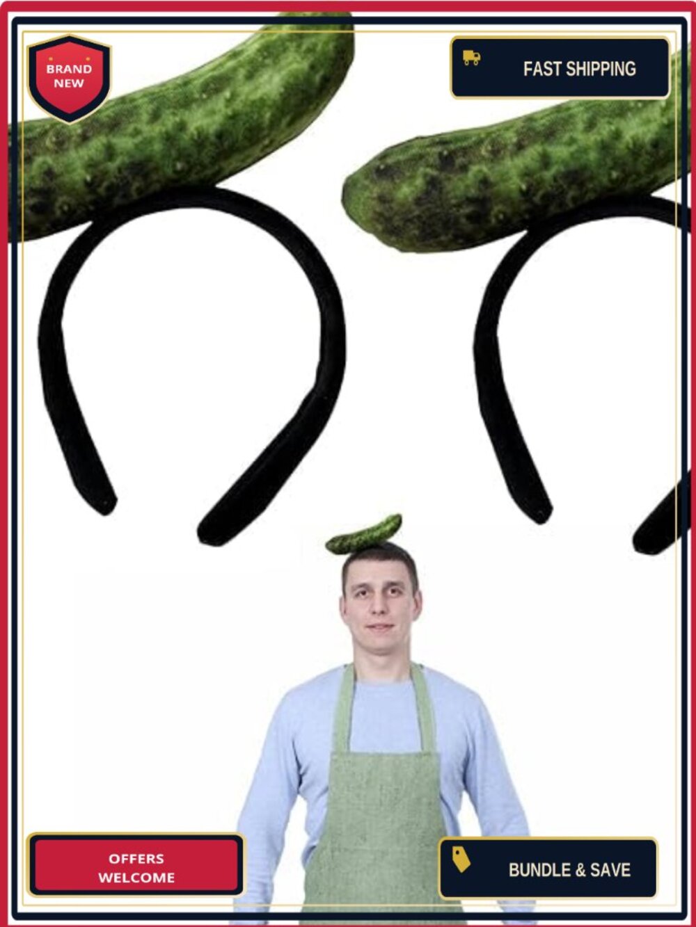 2 Pack Pickle Headband Funny Costume Headwear Unisex Polyester